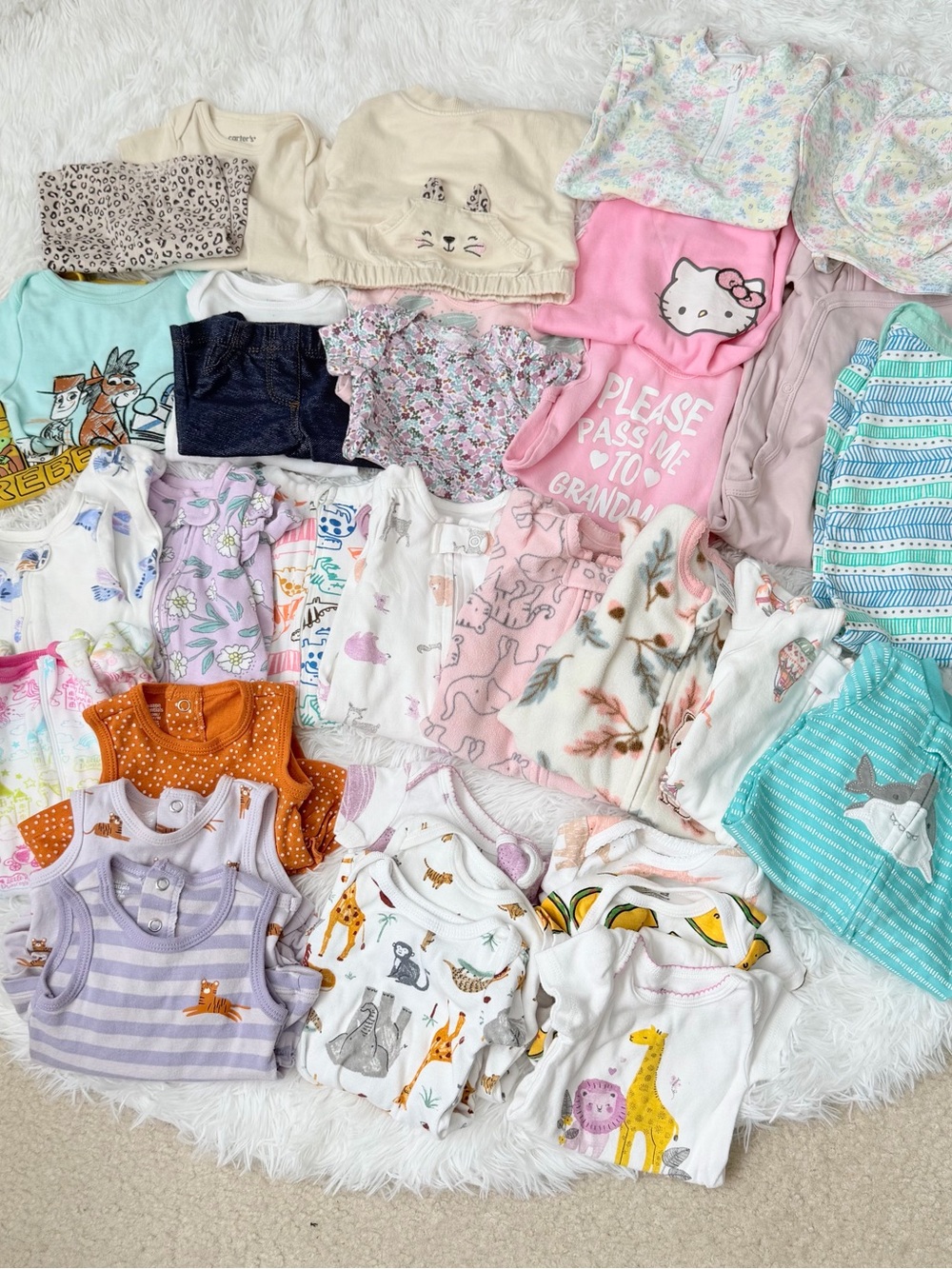 Huge Newborn Baby Girl Clothes Bundle Sleepers Gowns Sets Neutral Floral